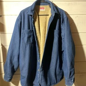 Wrangler Denim Sherpa Lined Shirt Jacket Large